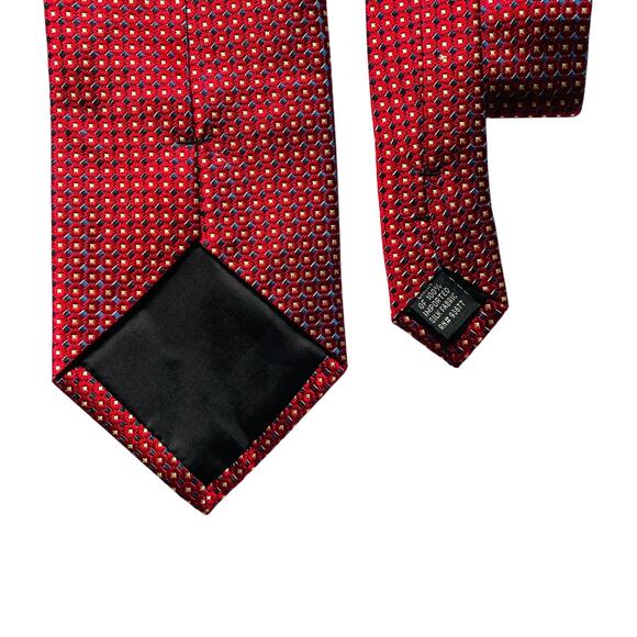 Stafford Red & Blue Print 100% Silk Tie 58.5" - Picture 4 of 5